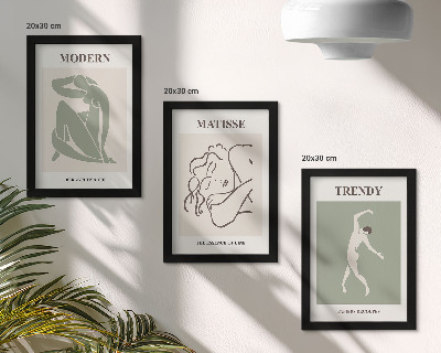 Pakke med billeder og rammer Stilfulde figurer i minimalistiske former og farver