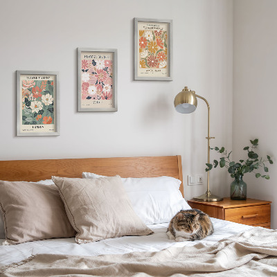 Moderne billedsæt Blomstermønstre London Tokyo og Amsterdam plakater