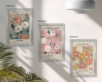 Moderne billedsæt Blomstermønstre London Tokyo og Amsterdam plakater