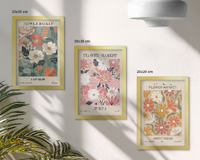 Moderne billedsæt Blomstermønstre London Tokyo og Amsterdam plakater