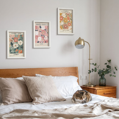 Moderne billedsæt Blomstermønstre London Tokyo og Amsterdam plakater