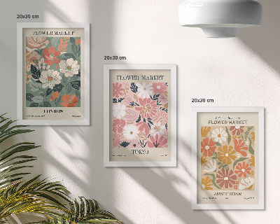 Moderne billedsæt Blomstermønstre London Tokyo og Amsterdam plakater