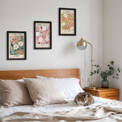 Moderne billedsæt Blomstermønstre London Tokyo og Amsterdam plakater
