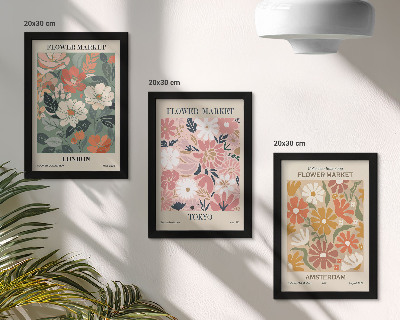 Moderne billedsæt Blomstermønstre London Tokyo og Amsterdam plakater