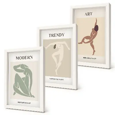 Billedvæg med stilfulde figurer i minimalistiske nuancer