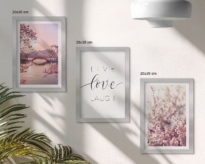 Moderne billedsæt Blomstermotiver med en bro og en indskrift