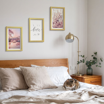 Moderne billedsæt Blomstermotiver med en bro og en indskrift