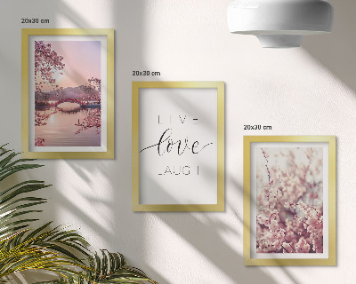 Moderne billedsæt Blomstermotiver med en bro og en indskrift