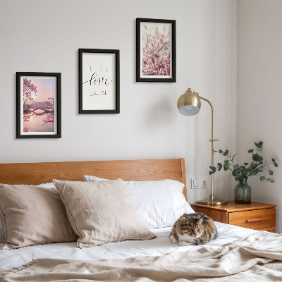 Moderne billedsæt Blomstermotiver med en bro og en indskrift