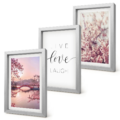 Moderne billedsæt Blomstermotiver med en bro og en indskrift