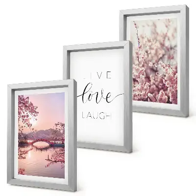 Moderne billedsæt med blomstermotiver, bro og indskrift