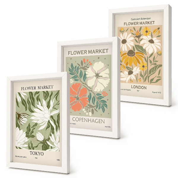 Pakke med billeder og rammer Blomstermotiver fra forskellige byer rundt om i verden