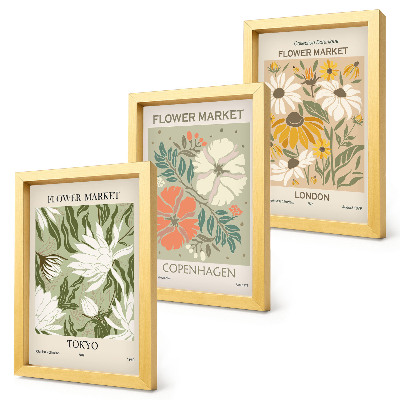 Pakke med billeder og rammer Blomstermotiver fra forskellige byer rundt om i verden