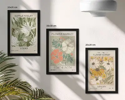 Billedrammesæt med blomstermotiver fotografier af blomster fra forskellige storbyer verden over