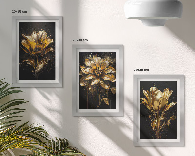 Billedvæg Blomster i gule nuancer på en mørk baggrund