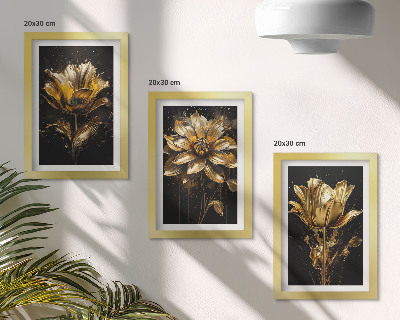 Billedvæg Blomster i gule nuancer på en mørk baggrund