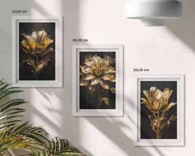 Billedvæg Blomster i gule nuancer på en mørk baggrund
