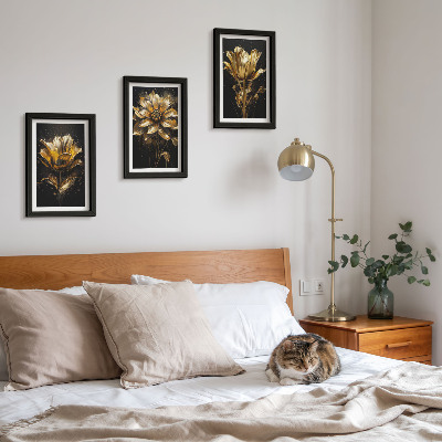 Billedvæg Blomster i gule nuancer på en mørk baggrund
