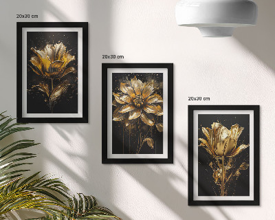 Billedvæg Blomster i gule nuancer på en mørk baggrund