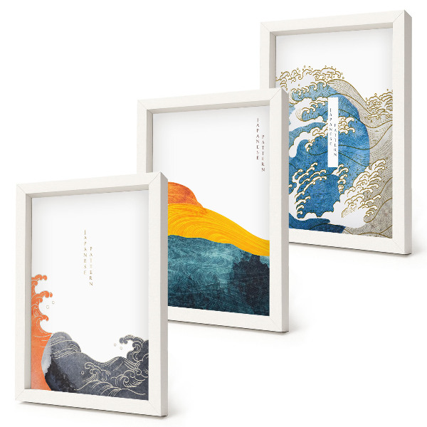 Moderne billedsæt Bølger i japansk grafisk stil