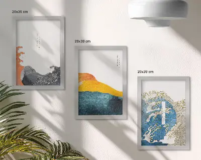 Billedsæt med bølger i japansk grafisk stil