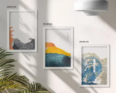 Billedsæt med bølger i japansk grafisk stil