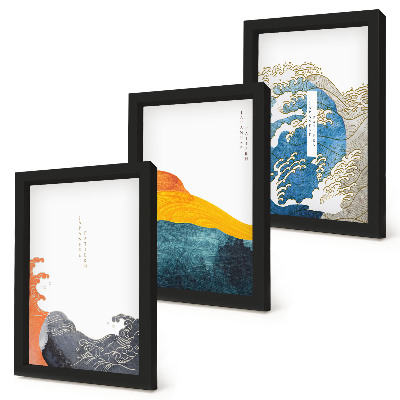 Moderne billedsæt Bølger i japansk grafisk stil