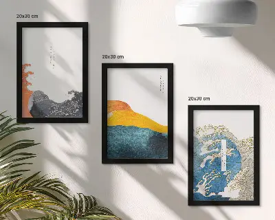 Billedsæt med bølger i japansk grafisk stil