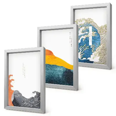 Billedsæt med bølger i japansk grafisk stil