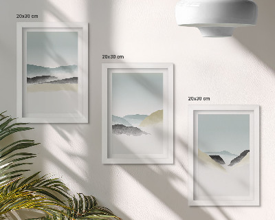 Pakke med billeder og rammer Minimalistiske bjerge i sarte pasteller