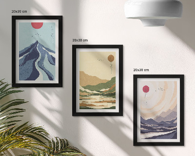 Billedvæg Bjerge i pastelfarver, Japandi-stil