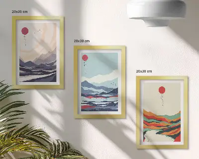 Japanske abstrakte bjerglandskaber moderne billedsæt