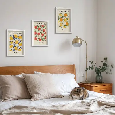 Blomsterplakater i London, Milano og Paris pakke med billeder og rammer