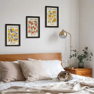 Blomsterplakater i London, Milano og Paris pakke med billeder og rammer