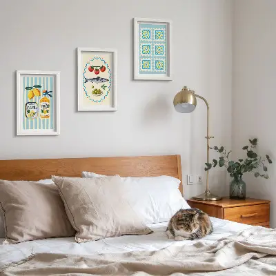 Billedvæg illustrationer i middelhavsstil til køkkenet