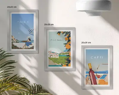 Billedvæg med ferieudsigt over Amalfi, Positano og Capri