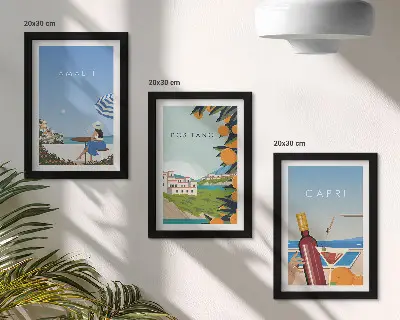 Billedvæg med ferieudsigt over Amalfi, Positano og Capri