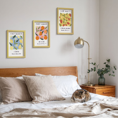 Moderne billedsæt Frugtplakater med citroner, appelsiner og jordbær