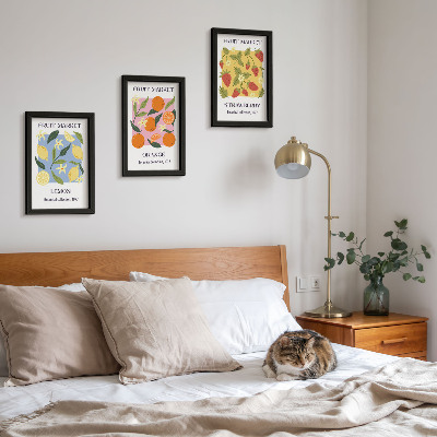 Moderne billedsæt Frugtplakater med citroner, appelsiner og jordbær
