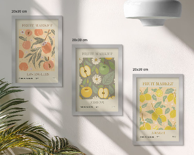 Moderne billedsæt Frugtplakatmønstre i retrostil