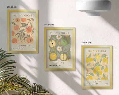Moderne billedsæt Frugtplakatmønstre i retrostil