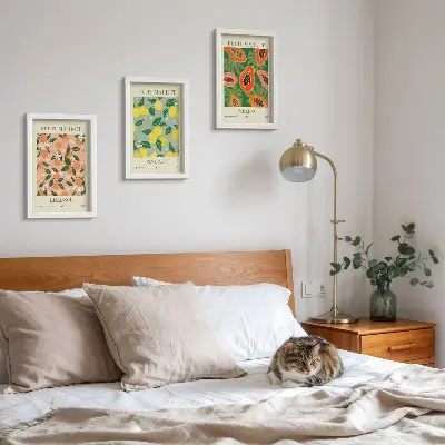Billedvæg med retroinspirerede citrus- og tropiske frugter