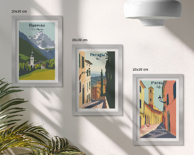 Pakke med billeder og rammer Bjerglandskaber og gader i italienske byer