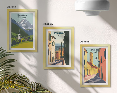 Pakke med billeder og rammer Bjerglandskaber og gader i italienske byer
