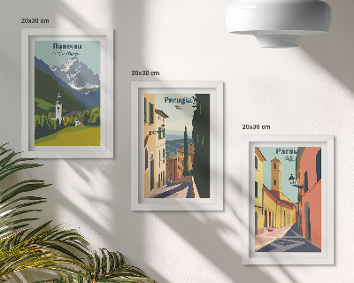 Pakke med billeder og rammer Bjerglandskaber og gader i italienske byer