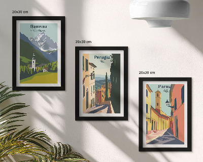 Pakke med billeder og rammer Bjerglandskaber og gader i italienske byer