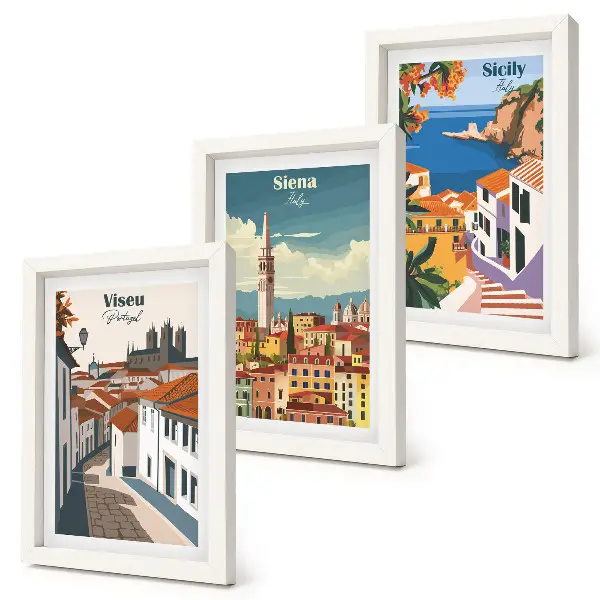 Billedvæg retro illustrationer af berømte byer i verden
