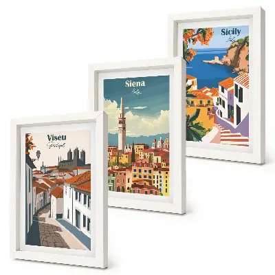 Billedvæg retro illustrationer af berømte byer i verden