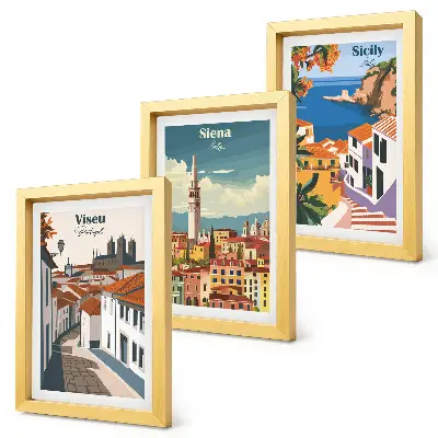 Billedvæg retro illustrationer af berømte byer i verden