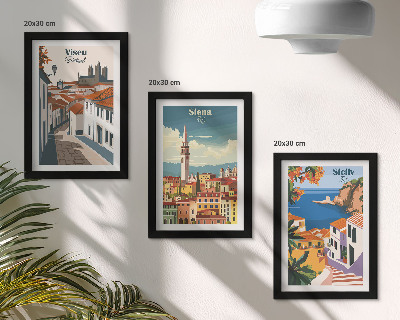 Billedvæg Retro illustrationer af berømte byer rundt om i verden
